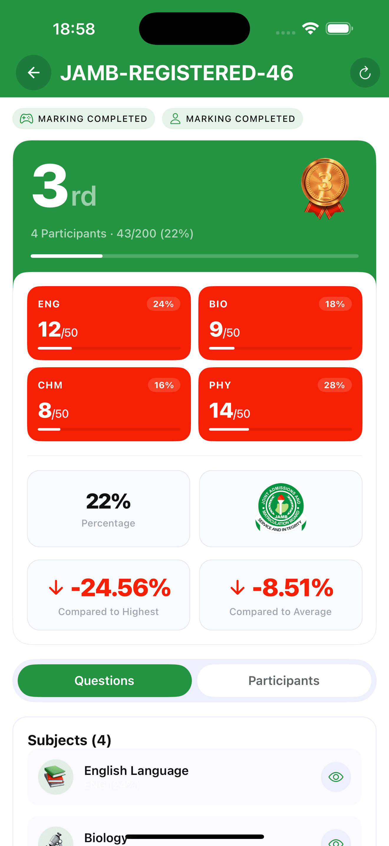 Bubbl Rank leaderboard on mobile